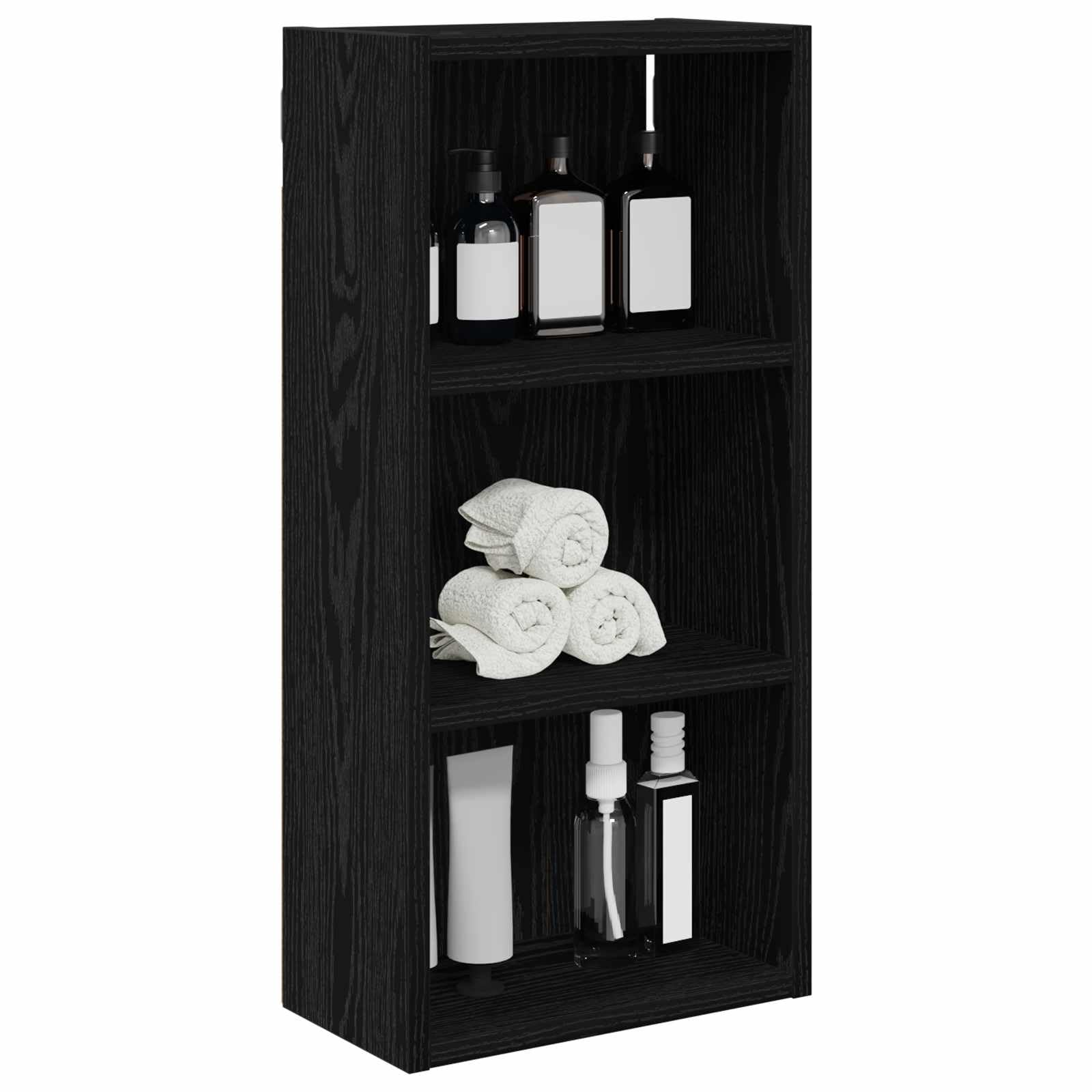 Armoire murale de salle de bain en chêne noir 30 x 16 x 62,5 cm