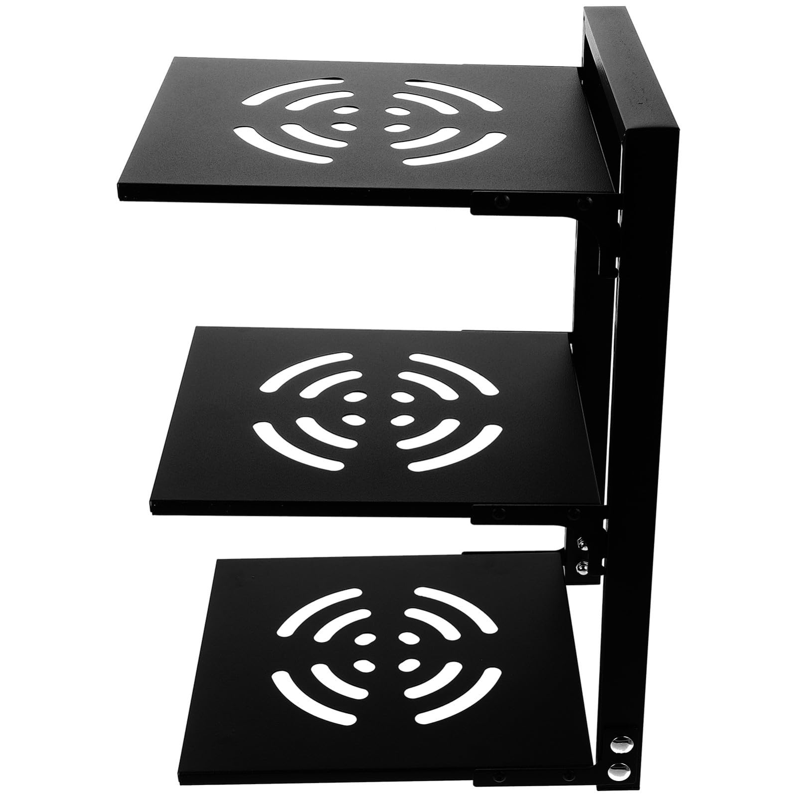 CANIGHT Organizer Cucina Multiuso Pentole in Acciaio al Carbonio Nero 3 Ripiani Regolabili Compatto e Resistente per Armadio per Cucina e Stoccaggio