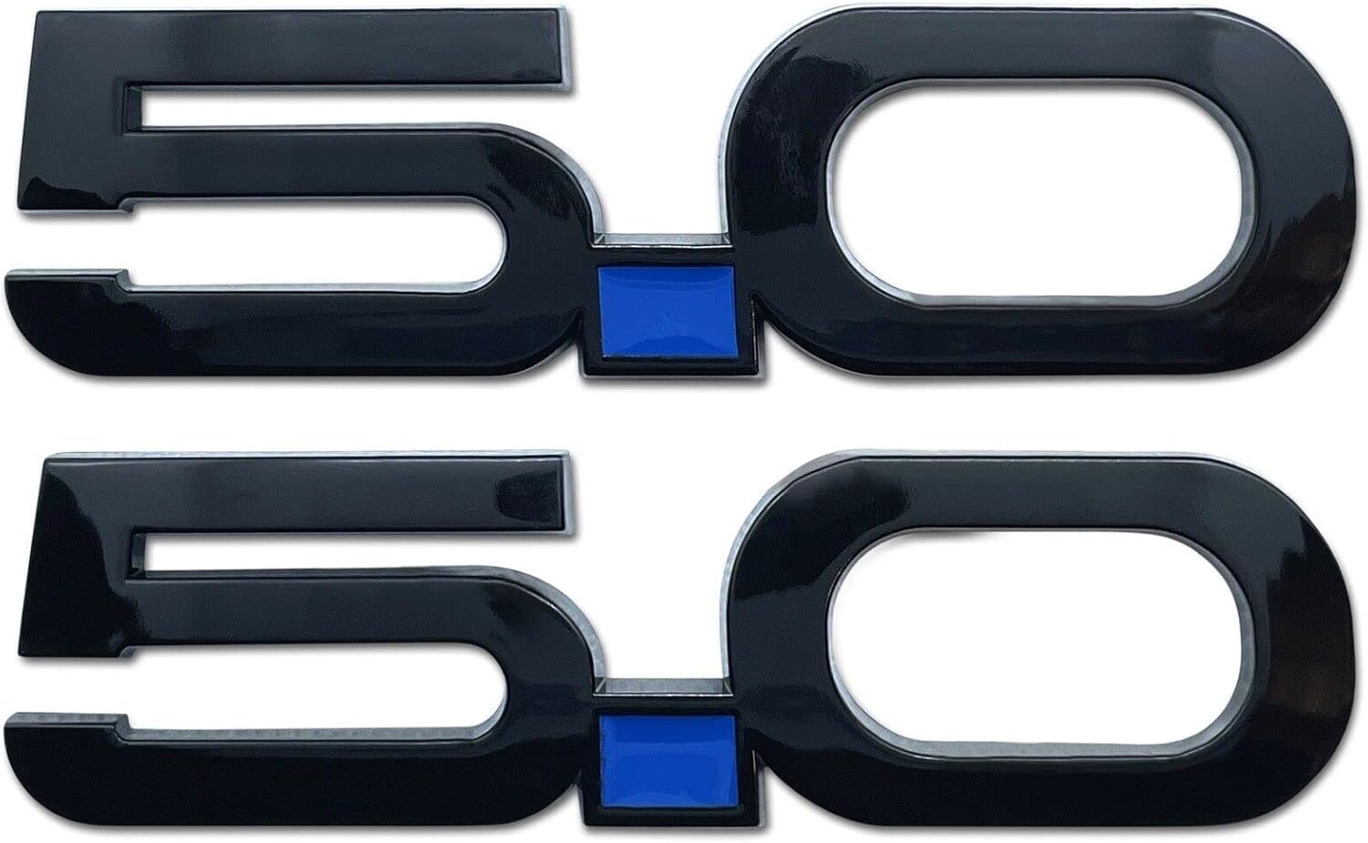 Pair Set 5.0 Emblem Door 3D Fender Side Badge Right Left Decals Stickers Replacement for 2015-2022 Latest Mustang GT 150 (Black Blue)