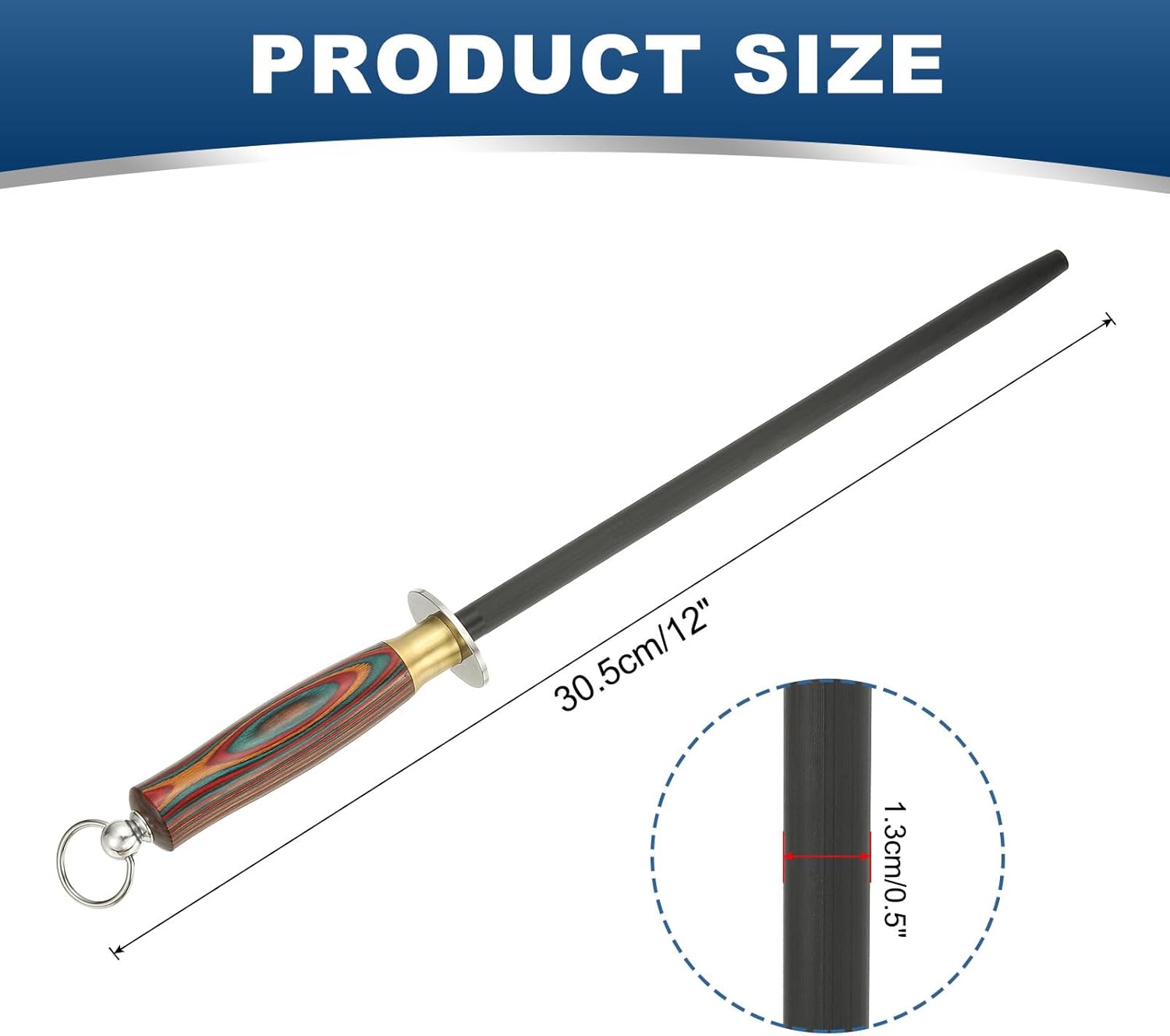 UXcell 12 Inch Sharpening Steel Honing Rod, High Hardness Tungsten Steel Knife Sharpener, Black