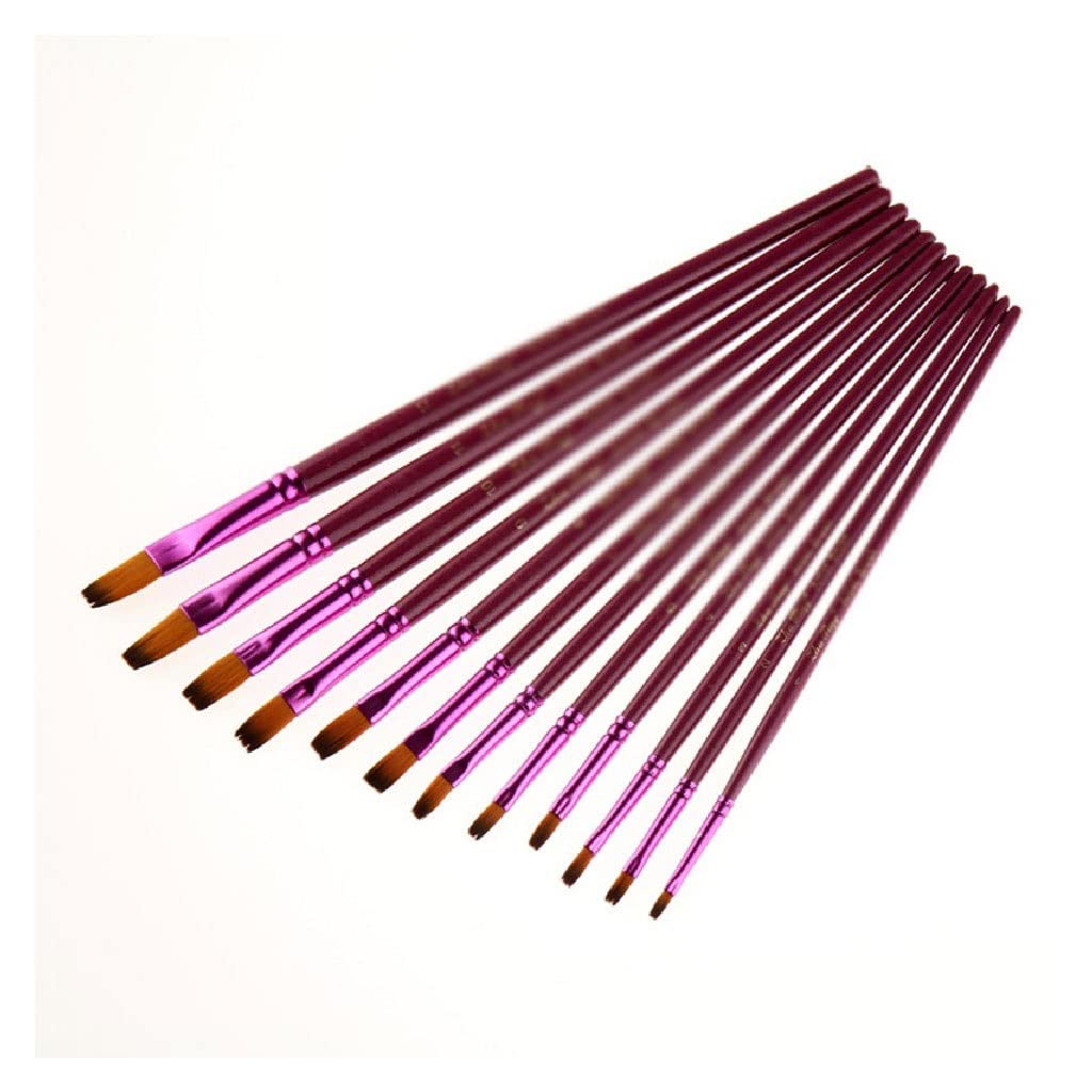 Ensemble de 12 pinceaux en Nylon de différentes Tailles pour Artistes, pour Aquarelle, Acrylique et Huile, et Dessin. Fournitures artistiques.,