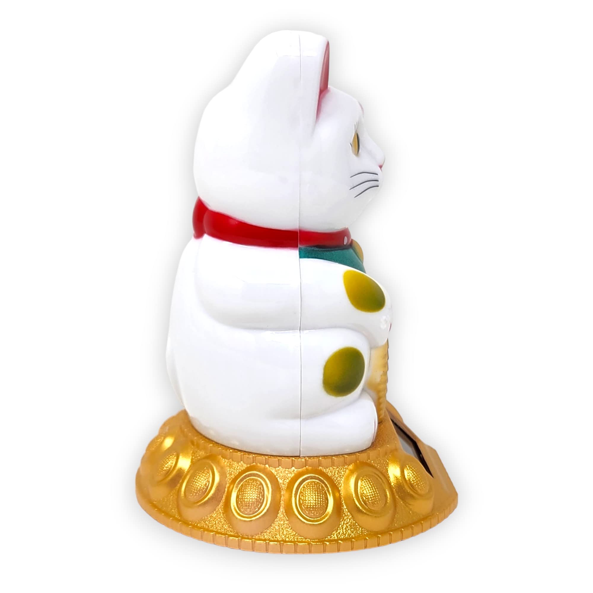 Starlet24® Machająca kotka szczęścia Winkekatze Lucky Cat Maneki-Neko Machająca japońska Maneki-Neko (Biały z ogniwami słonecznymi, 12 cm)
