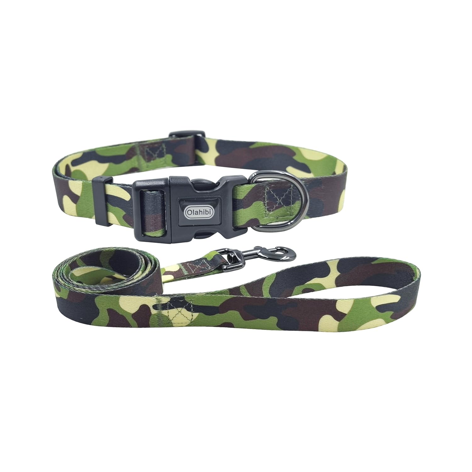 Dog Collar & Leash Set, Polyester with Camouflage, S Size.