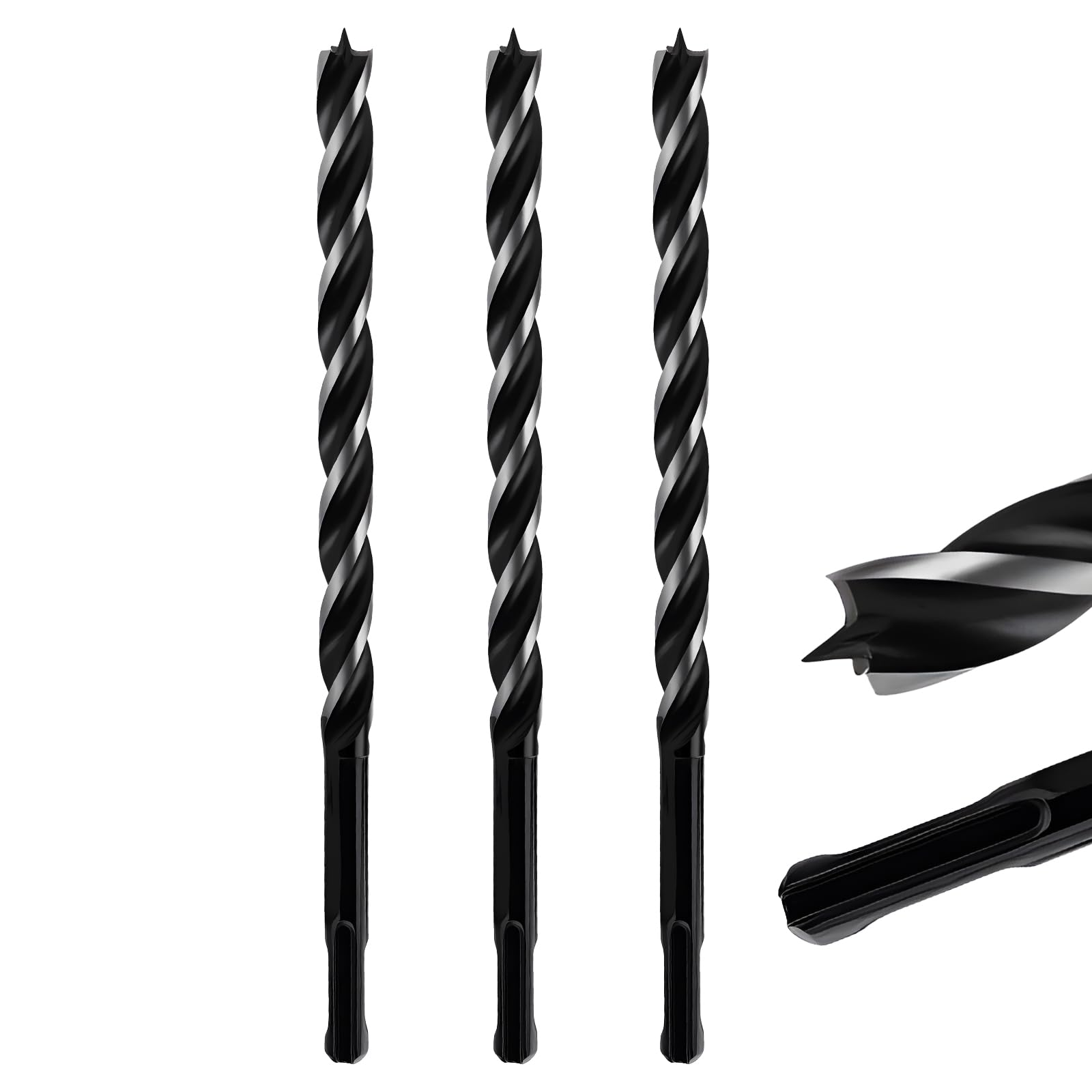 MOXPIFY Extra Long 12mm x 230mm Auger Drill Bit 3pcs SDS Plus, SDS Wood Auger Drill Bits for Woodworking