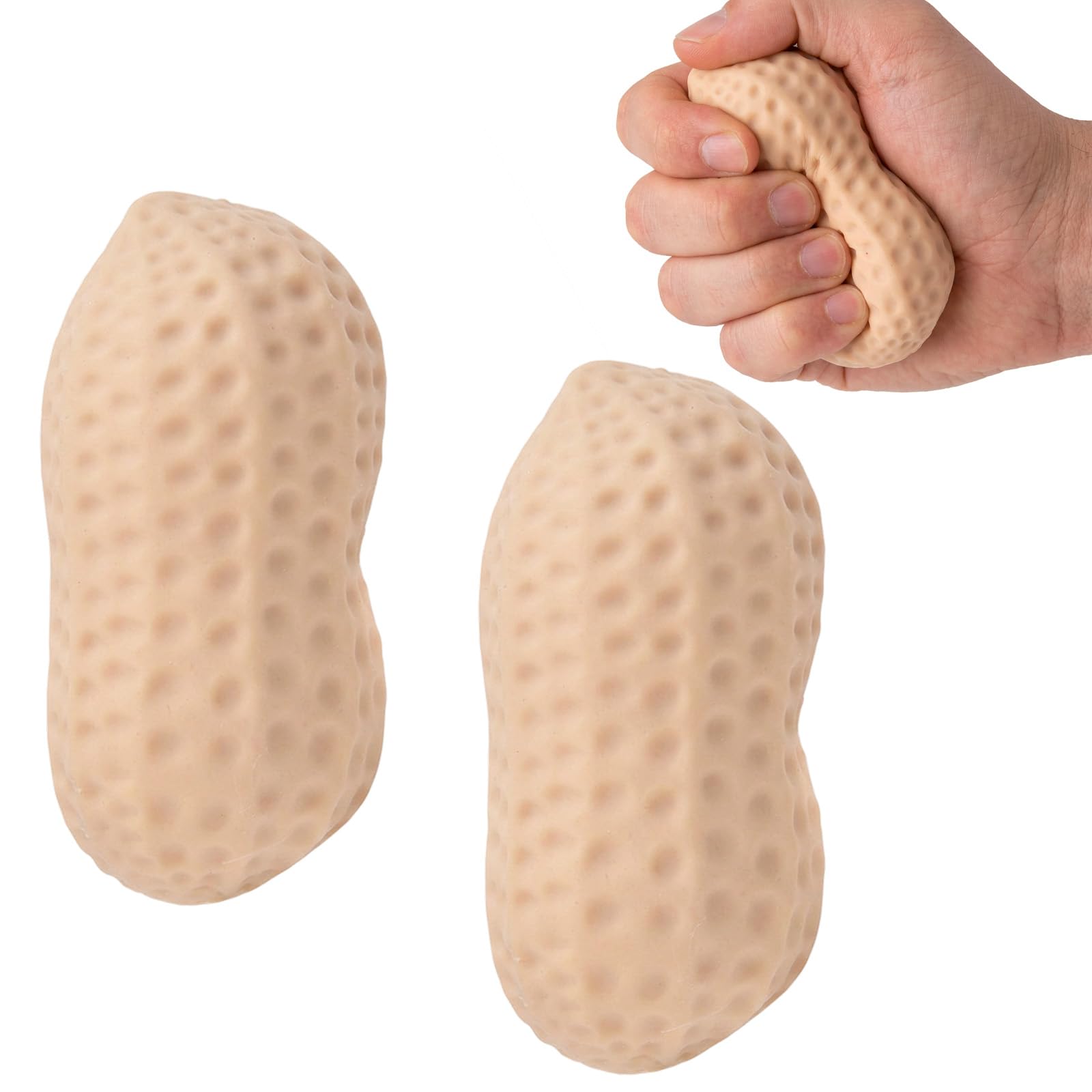 Peanut Squishy Fidget Toys, Stress Relief Sensory Stimulation for Focus Improvement, Two Crunchy Peanut Squishy Pack with Squeezy Design for Office and Classroom Use