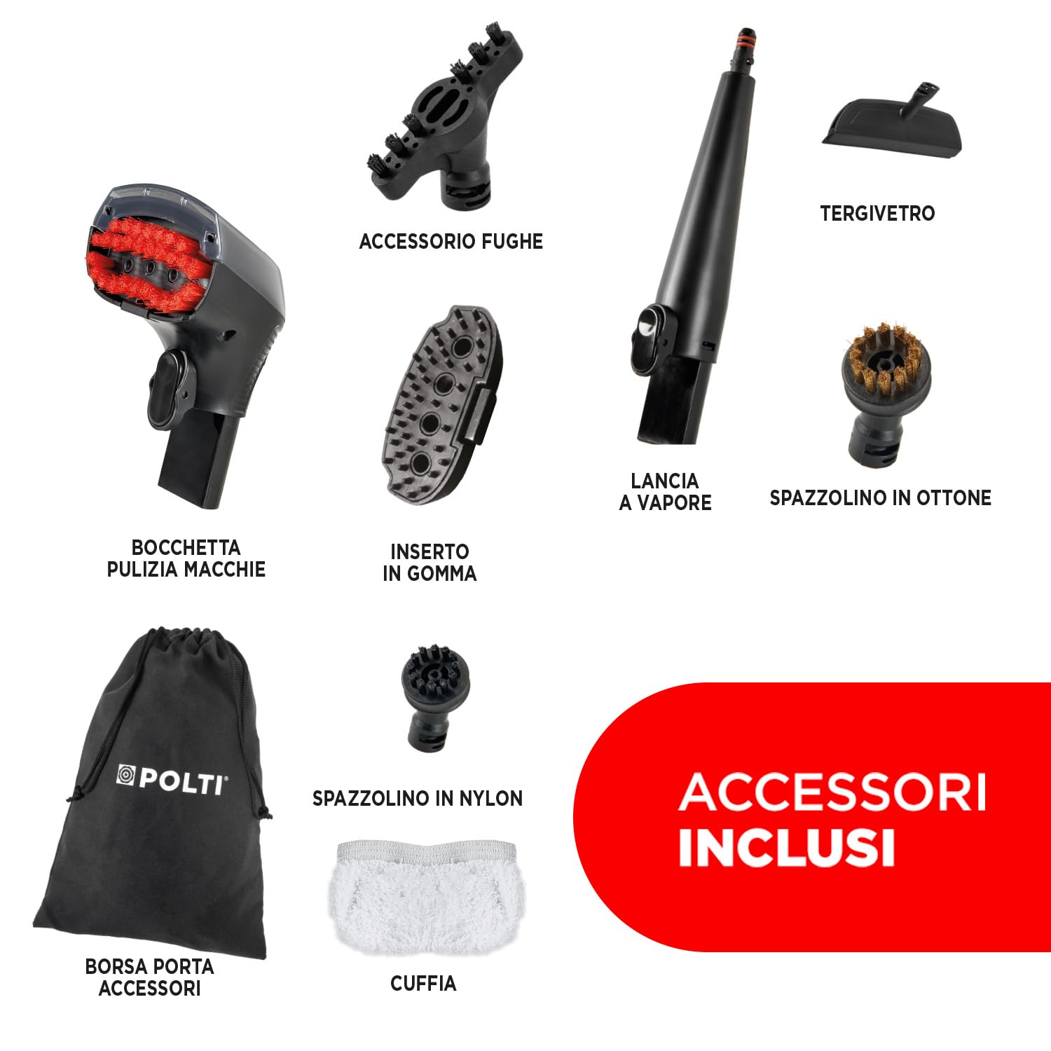 Polti StainOver SC20, Lavatappeti a Vapore 4 in 1 per Rimuovere le Macchie, con Funzione Vaporetto, Tecnologia SteamActive, Ideale per chi ha Animali, 9 accessori inclusi, Grigio