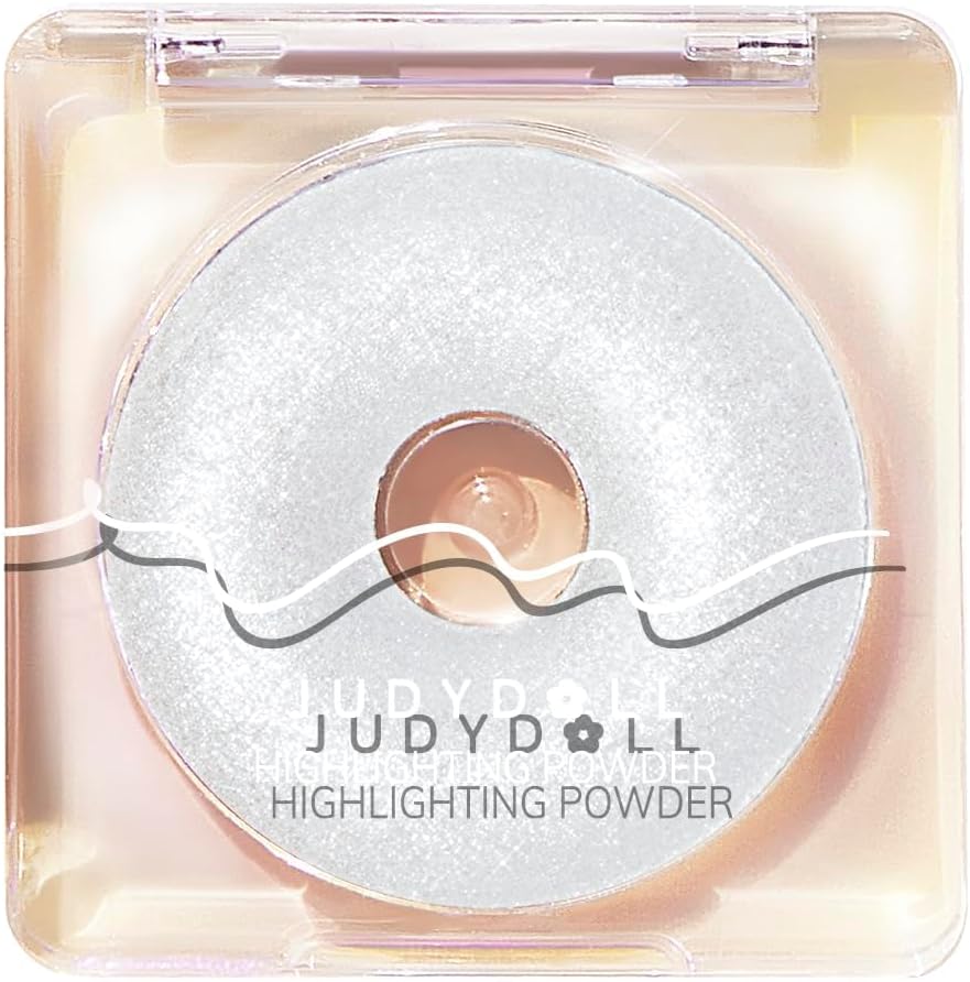 JUDYDOLL Starlight Highlighting Powder,Face Highlighter,Buildable Finishes from Natural to Sparkle,Photo-Ready Glow for All Skin Tones, Luminous & Translucent (05 Silver Light)