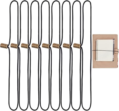 BENECREAT 20 unidades de poliéster para cuaderno de viaje, banda elástica con extremos de cable de aleación, correa de conexión de diario negro de