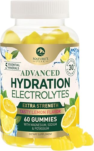 Gomitas de electrolitos de hidratación, gomitas de reposición líquida diaria, multiplicador de electrolitos con minerales, potasio y sal real,