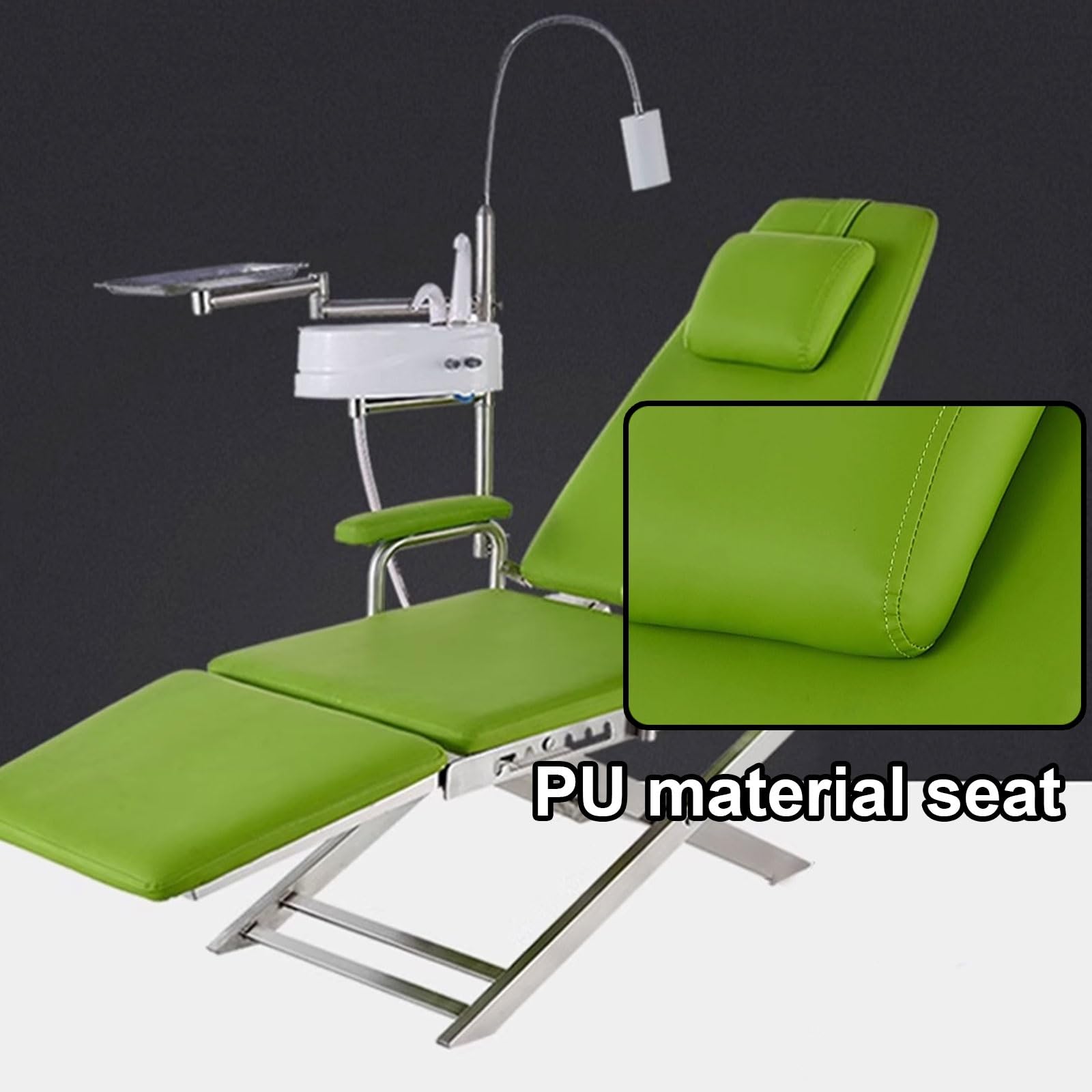 Sillón Dental Ajustable con Luz LED Portátil 220V Cuero PU Rojo
