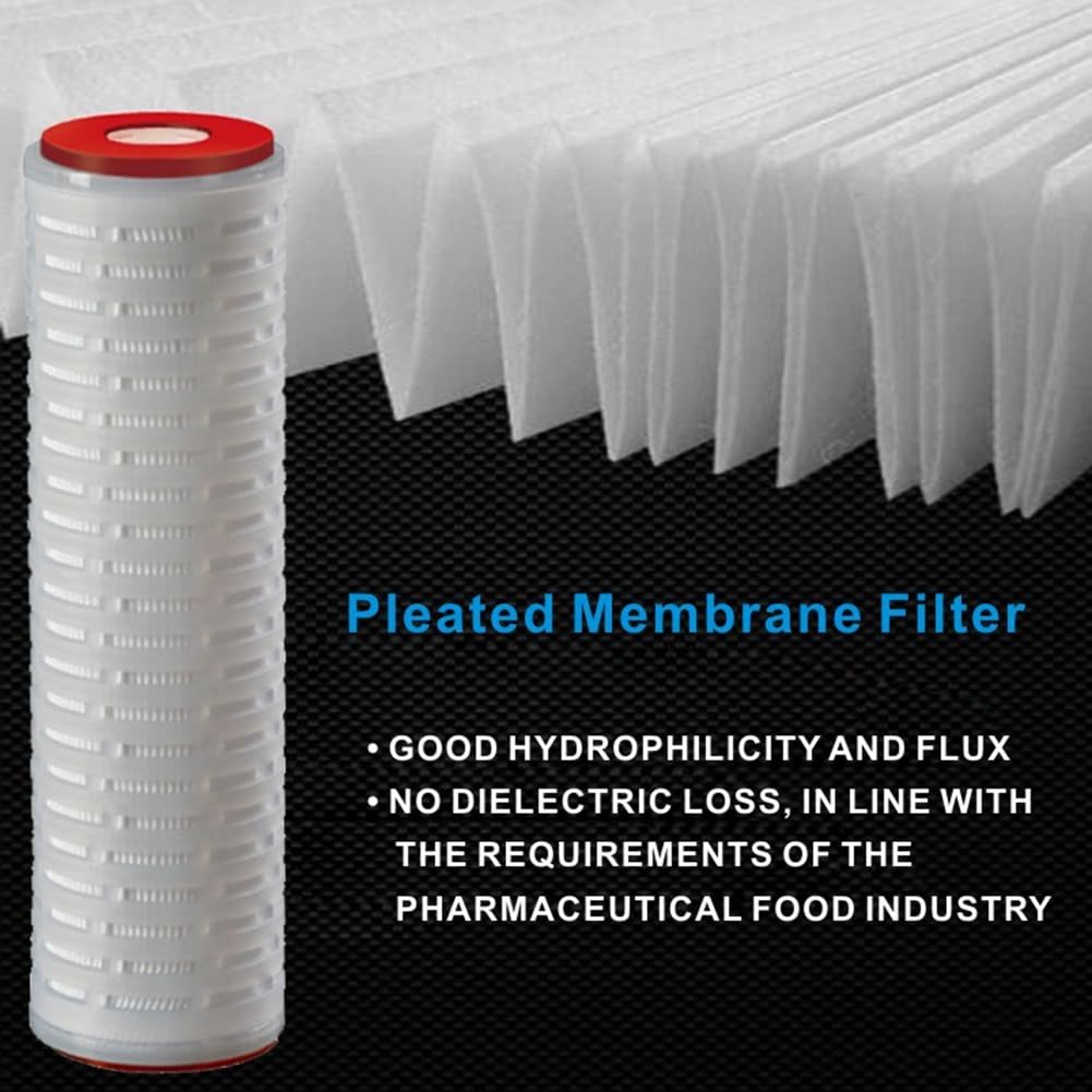 2 Cartucce Filtranti A Membrana Plissettate per Purificatore d'Acqua da 10" A Doppia estremità Aperta in Microfibra di Polipropilene