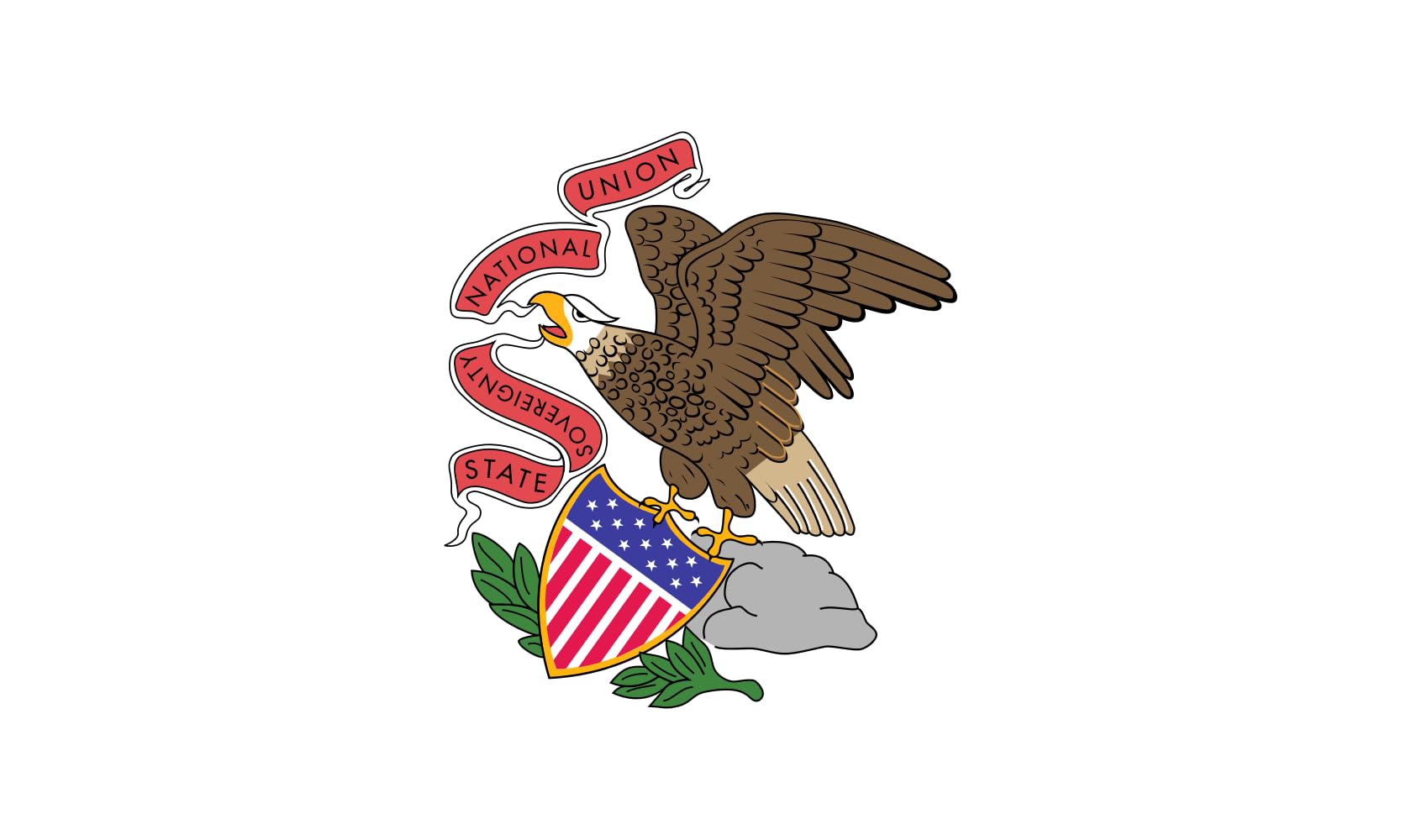 Drapeau Illinois 1915-1969 aux finitions renforcées avec grand blason rétro