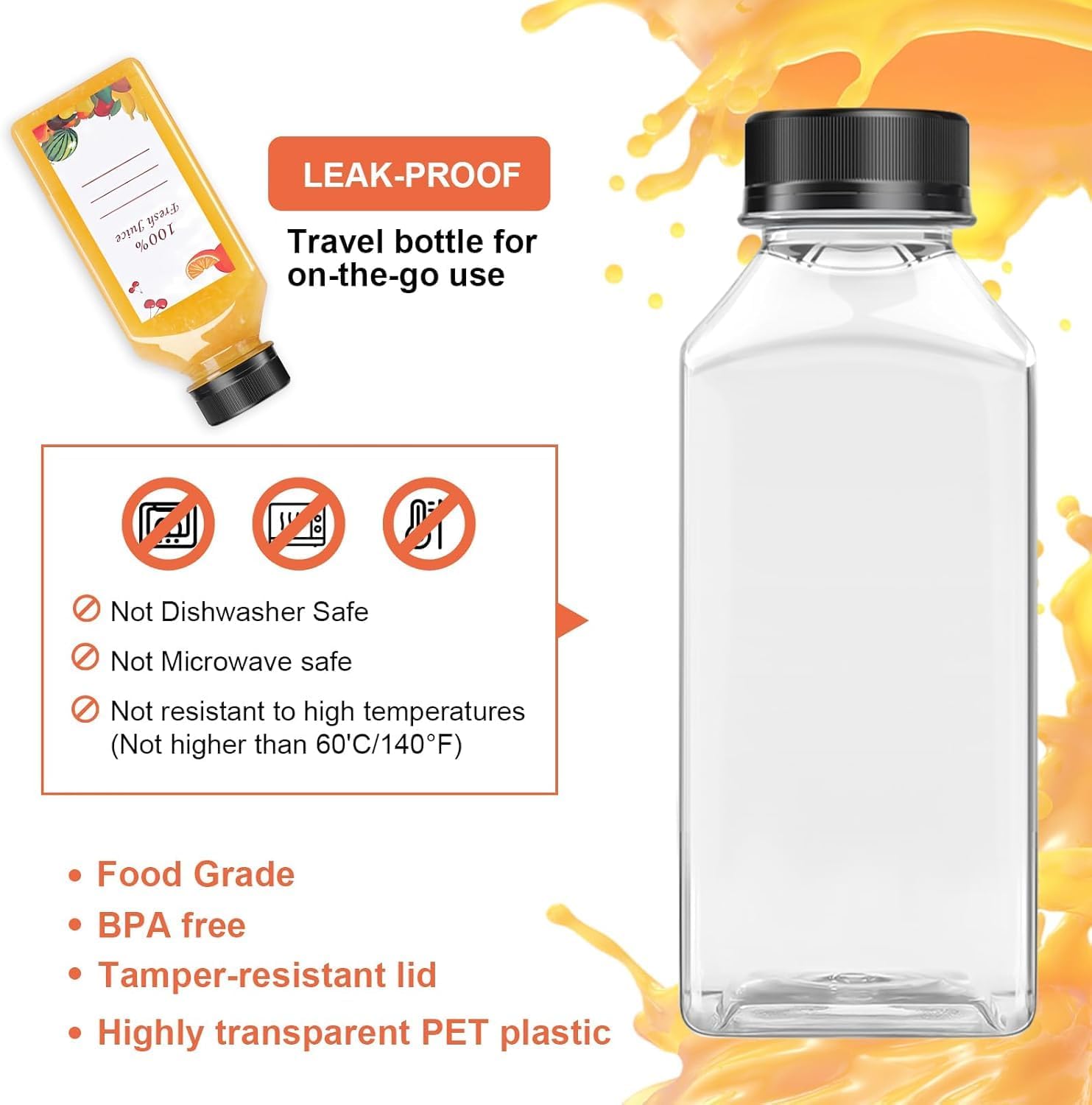 40 pcs 8oz Pcs Juice Bottles, Juice Bottle with Caps Reusable Empty Clear Bottles with Label, Funnel, Brush Bulk Beverage Containers for Juicing, Drinking, Smoothie and Other Beverages (8-OZ) - Image 4