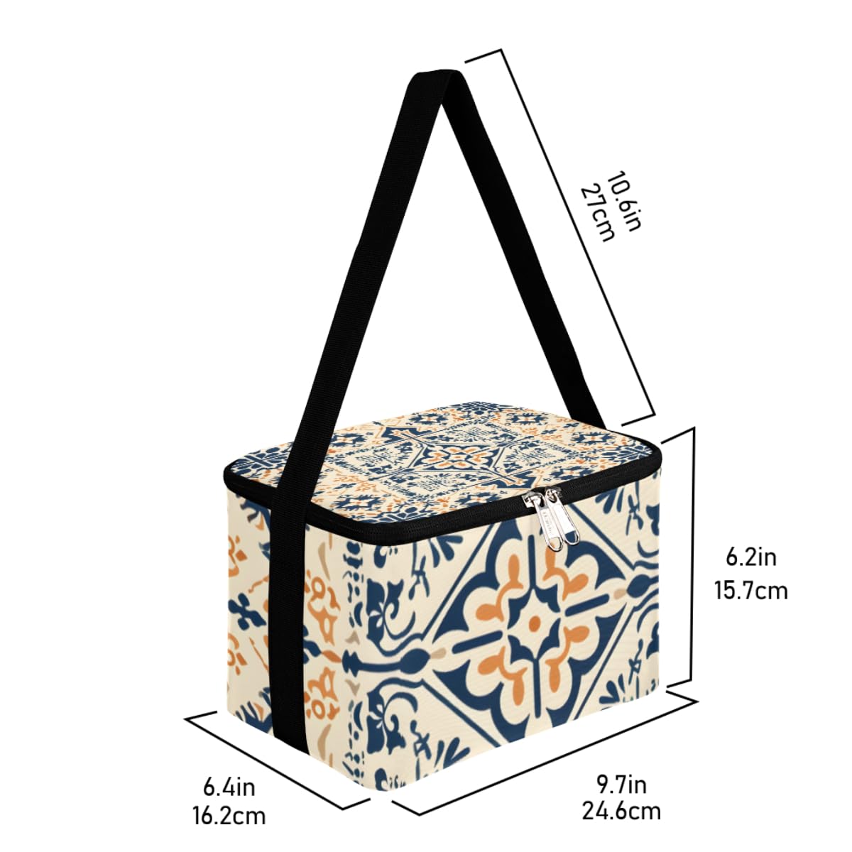 GzLeyigou Lunch Bags for Women Men 9 Cans,Abstract Flower Texture Hot & Cold Food Delivery Bag Insulated Grocery Bag Insulated Lunch Box Ethnic Doodle Cooler Bag for Office Work Picnic Beach