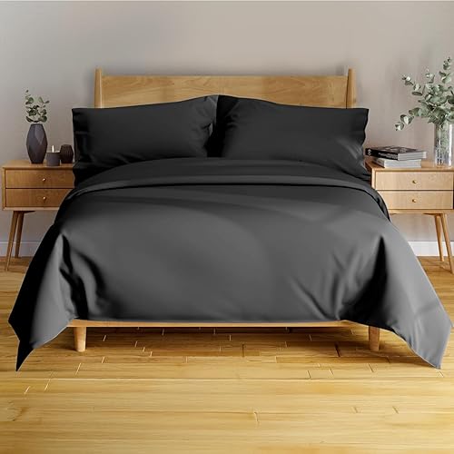 Vista 79 de BAMPURE - Juego de sábanas de 100 % viscosa de bambú, refrescantes, suaves, bolsillo profundo de hasta 16 pulgadas, 1 sábana encimera, 1 sábana Gris