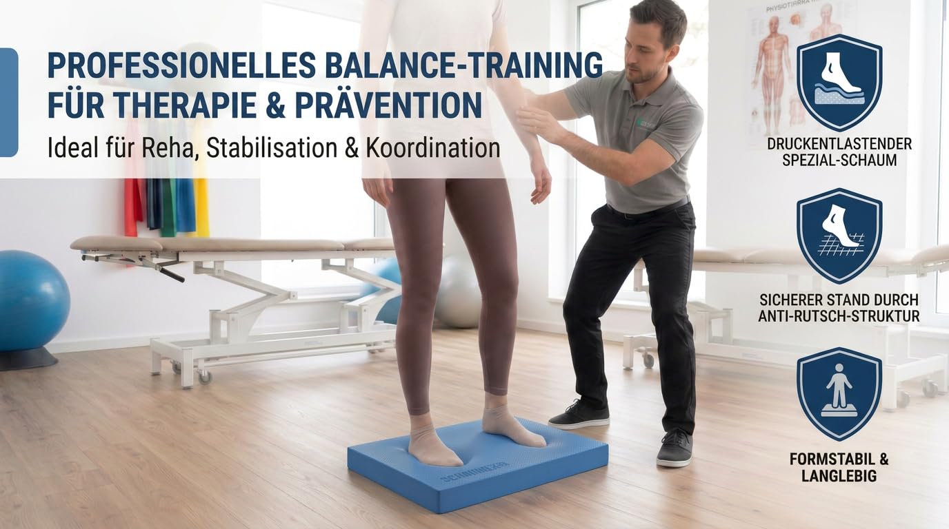 Balance Pad Made in Germany – Profi Gleichgewichtskissen für Fitness, Yoga & Physiotherapie – rutschfeste Hexagon-Struktur – Stabilitätstraining & Reha – inkl. 16 Übungen – 40×34×5 cm