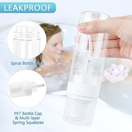 Miniatura 5 de Botella de espuma vacía transparente de 5.1 onzas líquidas, botella de espuma de viaje para jabón, champú, botella dispensadora de espuma de