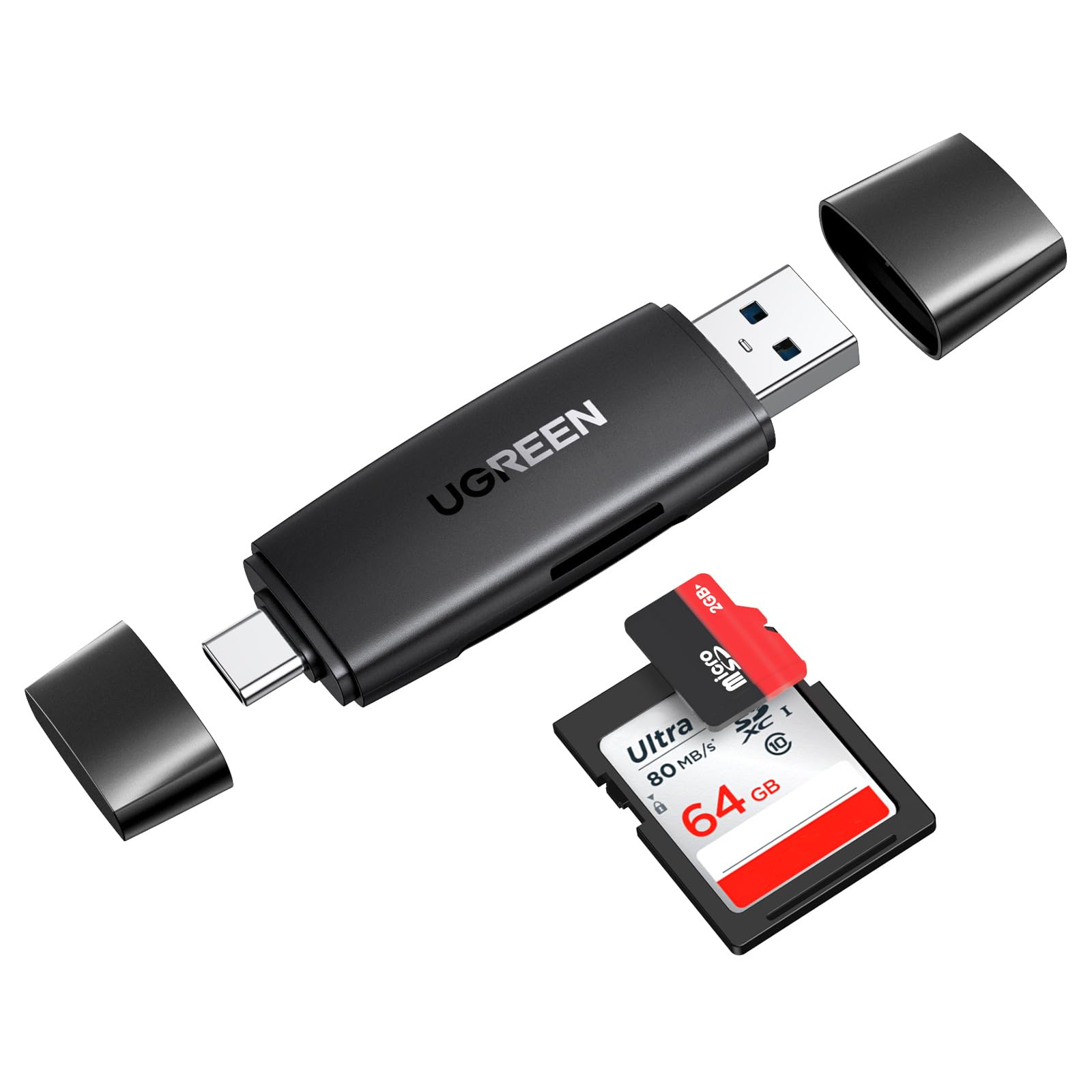 UGREEN Lector Tarjetas SD TF Tipo C Card Reader USB 3.0 Adaptador Tarjeta de Memoria Type C Compatible con Micro SD Micro SDHC Micro SDXC, iPhone 17 Pro MAX Air MacBook Air iPad Pro Galaxy