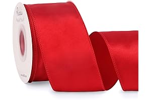 Ribbli Red Satin Wired Ribbon 2.5 Inch Christmas Ribbon