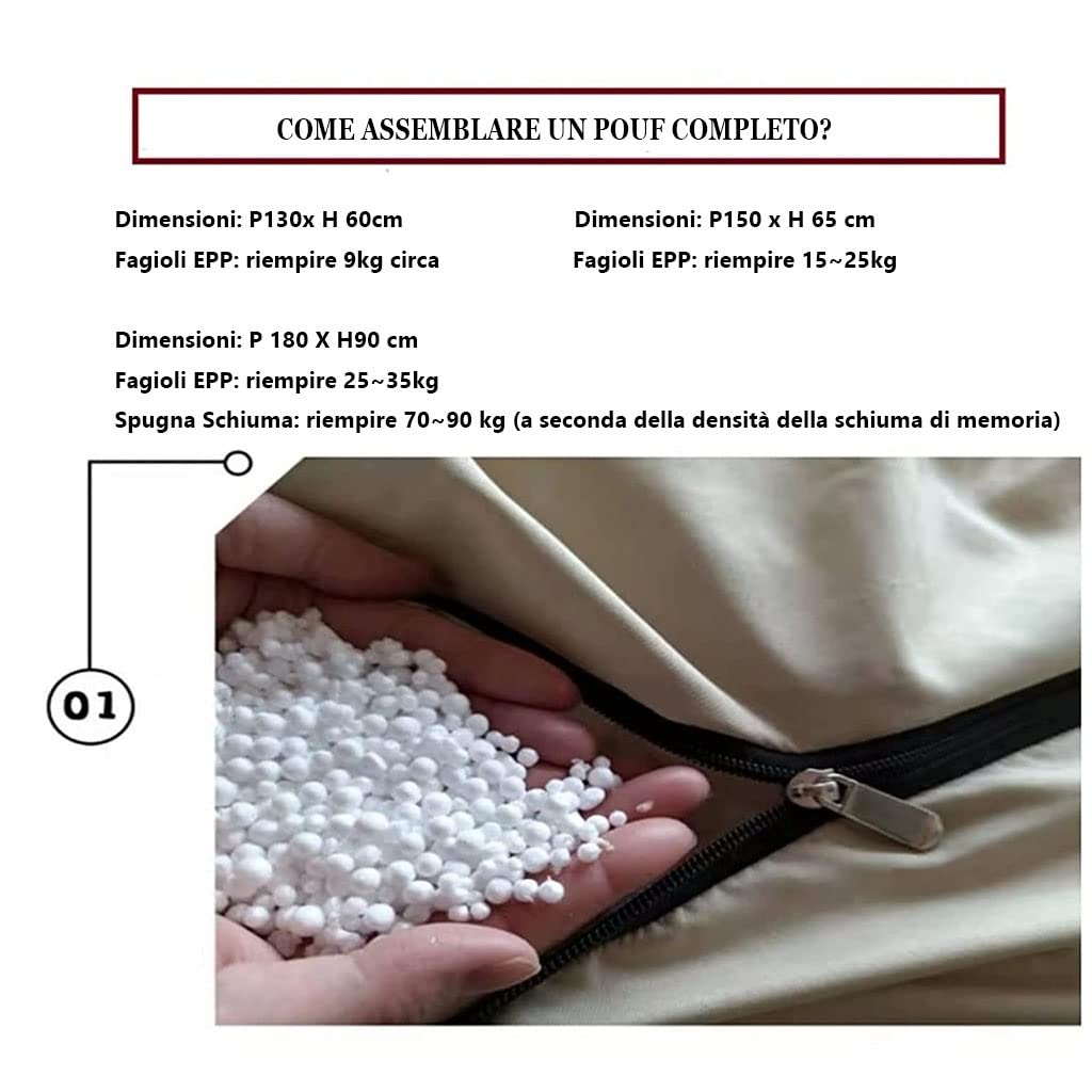Puff Poltrona a Sacco Fodera per Pouf a Sacco da Esterno Puff Bean Bag Chair XXL Senza Imbottitura Gigante in Tessuto per Adulti Bambini, Pouf da Soggiorno, Grande Poltrona Copertura