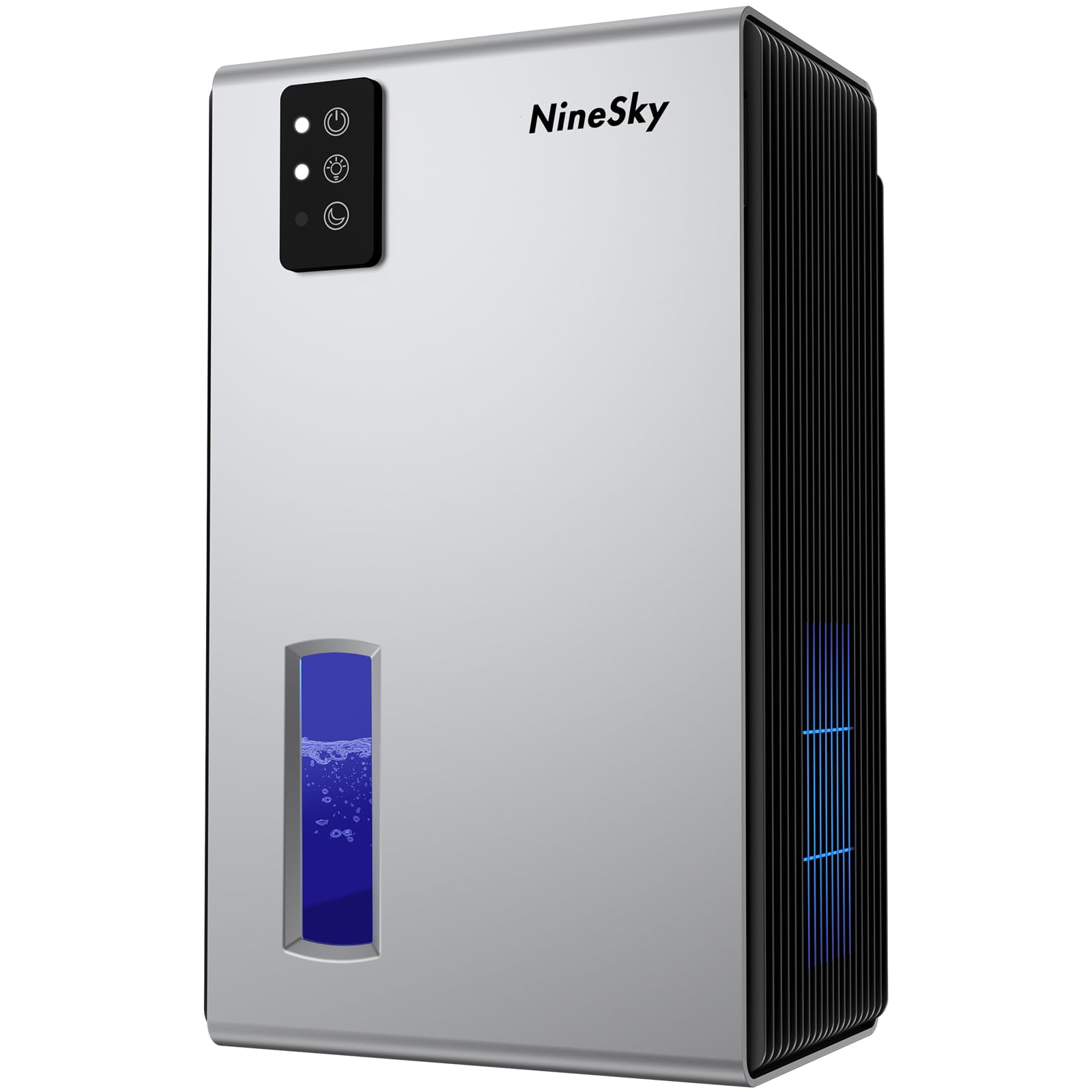 NineSky Dehumidifiers for Home, 1000 Sq.Ft Dehumidifier with 95oz Water Tank, Quiet Dehumidifier for Basement Bathroom Bedroom with 7-Color Ambient Light & Auto Shut Off, Sliver