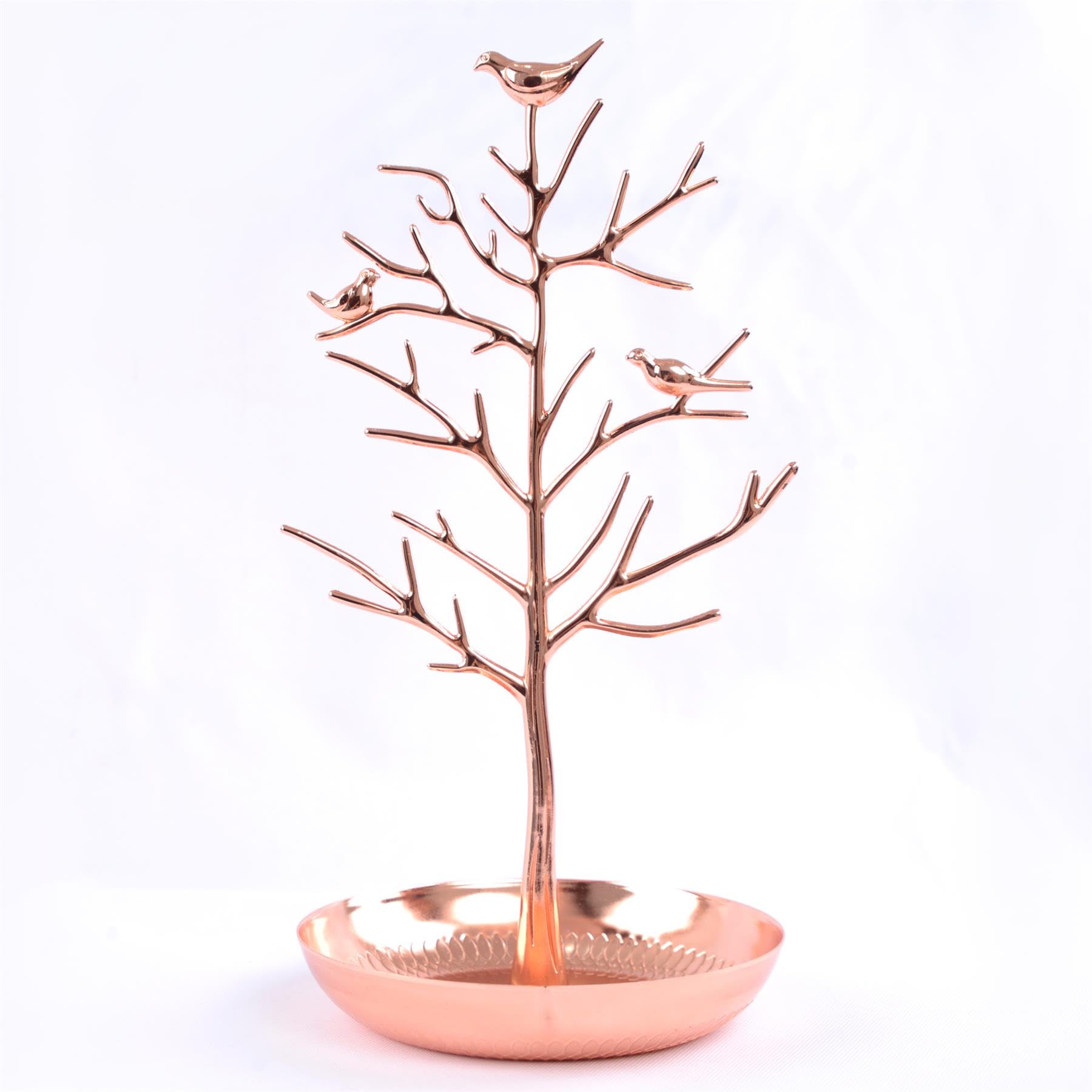 Igadgitz Home Rose Gold U7250 Jewellery Tree, Decorative Bird Jewellery Organiser, Ornamental Jewellery Stand, Jewellery Holder