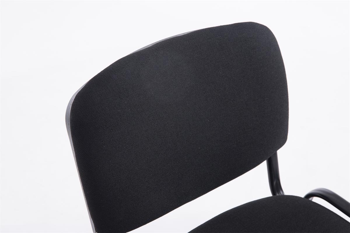 CLP Chaise De Visiteur Empilable Ken XL Tissu I Chaise De Salle D'Attente avec Dossier Et Assise Rembourrés I Piètement Métal Noir Mat, Couleur:Noir