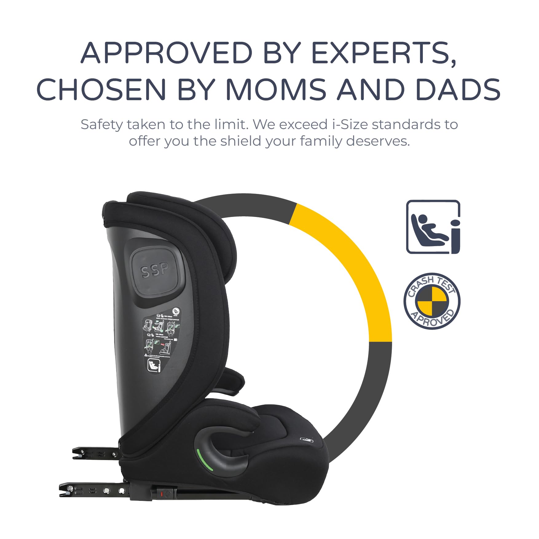 MS BabyWorld fotelik samochodowy BETA i ALPHA Isofix Group 2/3 i rozkładany podnośnik, I-Size R129, uniwersalny, 15 – 36 kg, 100 – 150 cm, pas bezpieczeństwa, dla niemowląt i dzieci