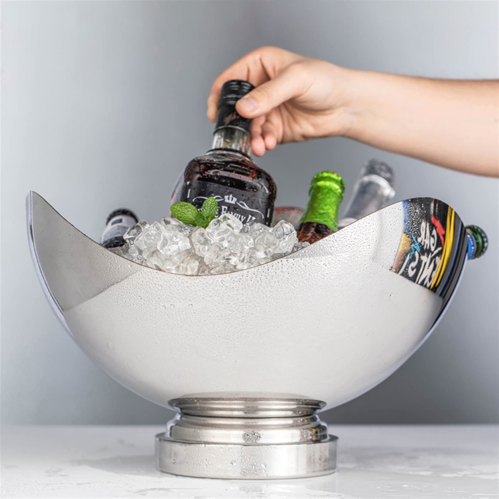 Seau à Glaçons En Acier Inoxydable épais - Idéal Pour Champagne, Vin, Bière - Design élégant Pour Bar, Mariage, Fête