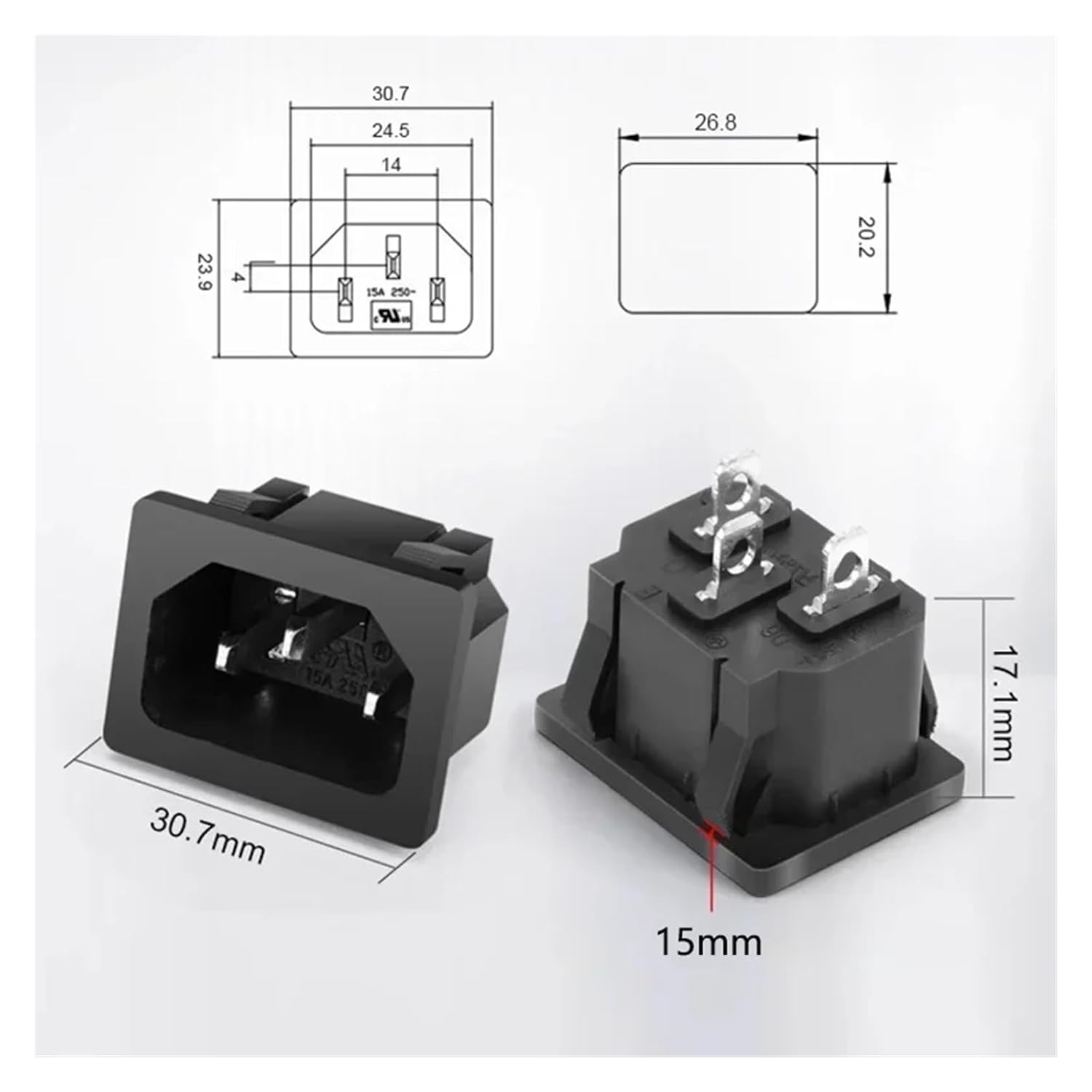 Computer Installation Socket 3 pin IEC320 C13 AC Power Socket 250V 10A Connector 220V(AC-05,5PCS)