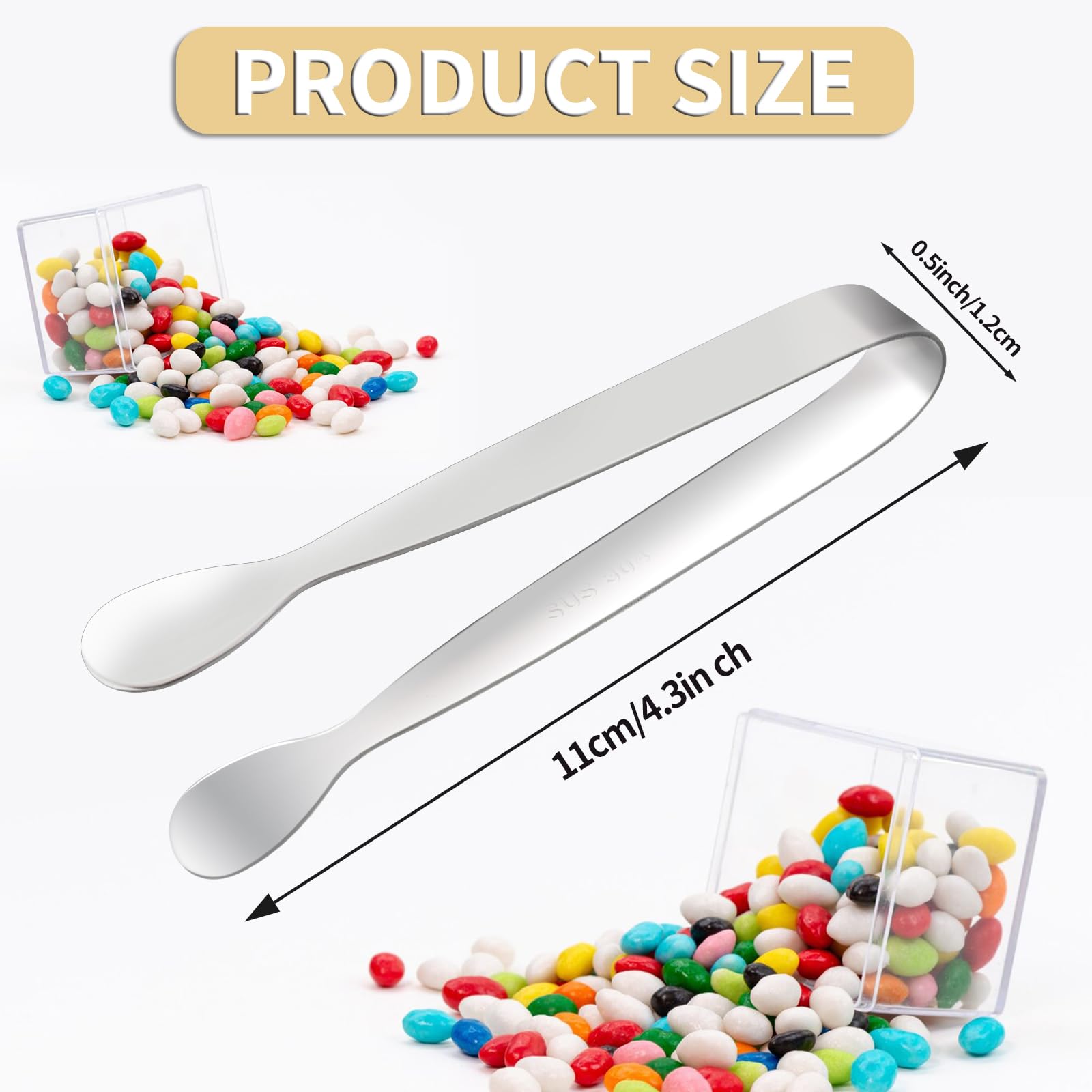 10 mini pinzas para servir, pinzas pequeñas de acero inoxidable de 4.2 pulgadas para aperitivos, azúcar, embutidos, postres, fiesta de té, barra de café. Mini pinzas para aperitivos (oro,