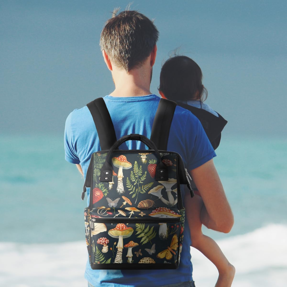 Mushroom Baby Diaper Bag Backpack Large Tote Diaper Bag for Mom Nappy Bag Baby Essentials Travel Tote with Stroller Straps
