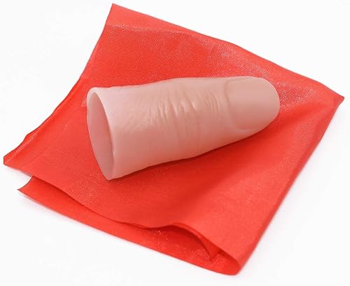 Miniatura 4 de OUERMAMA 3 juegos de punta de pulgar falsa de seda desaparecida, truco de magia Realidad Mago dedo pulgar punta con accesorios mágicos de seda roja