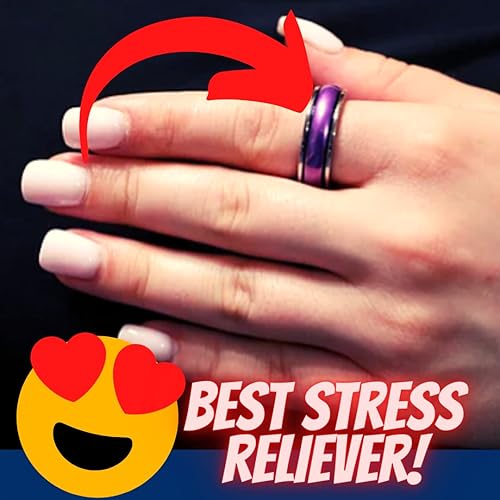Miniatura 3 de Anillo giratorio morado para ansiedad, ansiedad, diversión, aburrimiento, prueba de ansiedad, alivio del estrés, giro suave con nuestro diseño