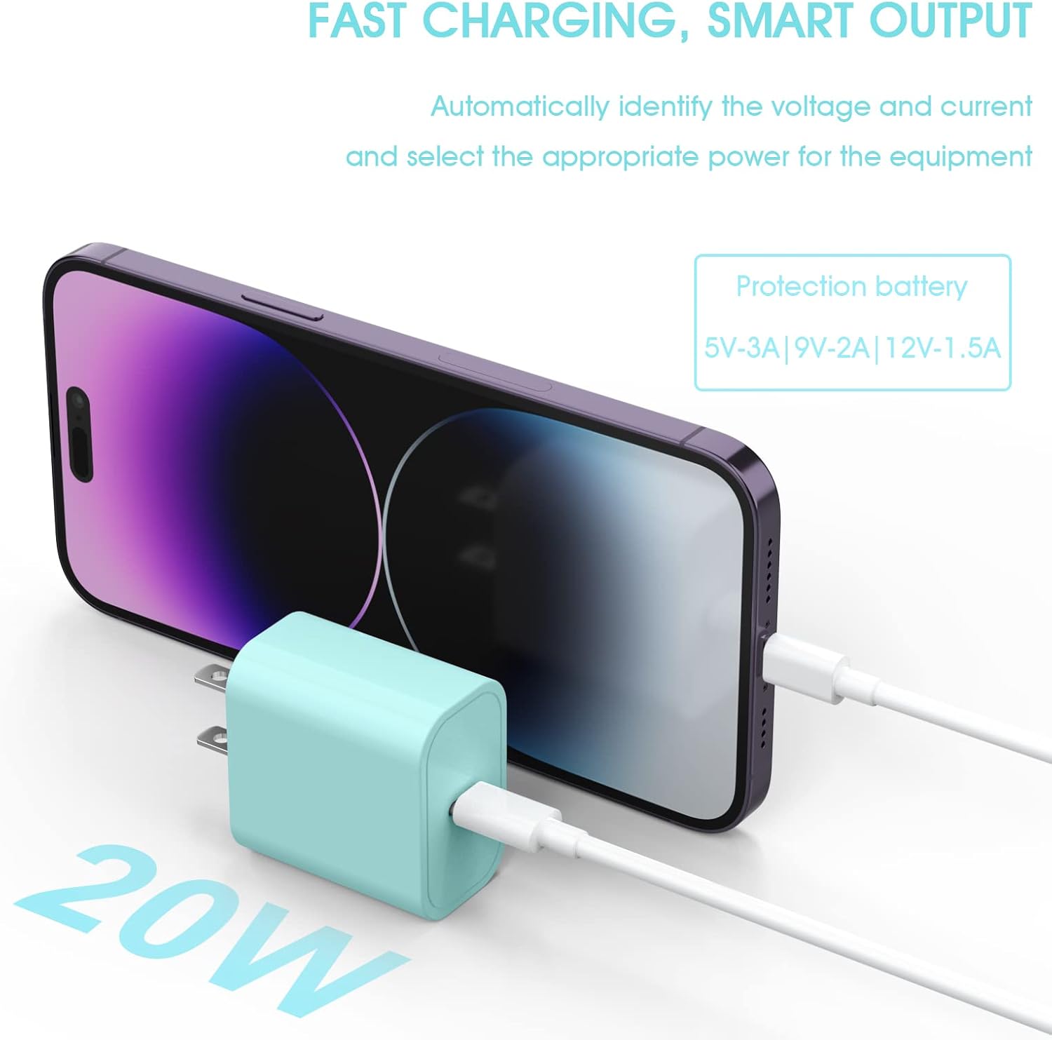 4Pack [Apple MFi Certified] iPhone Fast Charger, iGENJUN 20W USB C Charger Wall Charger Block with PD 3.0, Compact USB C Power Adapter for iPhone 14/14 Pro/13, Galaxy, Pixel, AirPods Pro-Light Green
