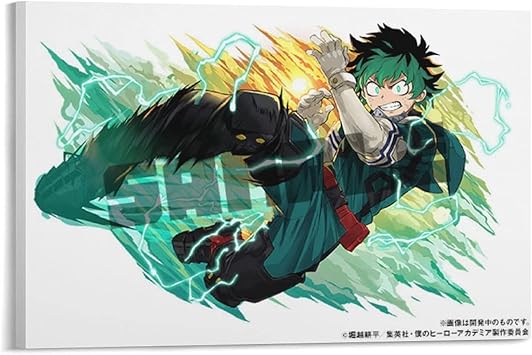 Amazon Co Jp 僕のヒーローアカデミア アニメ壁紙緑 谷漫画展ポスター 壁飾り キャンバス 印刷 ポスター バスルーム 寝室装飾 絵画 油彩画 ウォールアート 素晴らしいギフト24x36inch 60x90cm ホーム キッチン