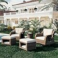 Merax Luxury Swivel Rocker High Back Chairs Outdoor, 5 Piece Oversized Patio Rocking Chair Sets with Pet House Ottomans, Cool Bar Table, Side Folding Trays & Pockets for Porch and Pool, Beige