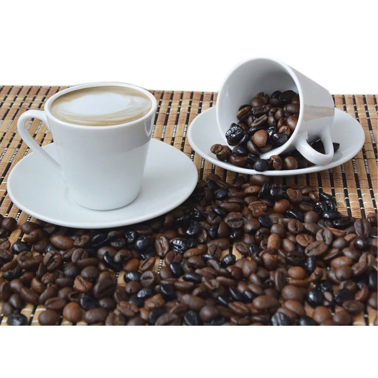 Hogar y Mas Juego de Café Barista Classic 24 Piezas 12 Tazas y 12 Platos de Porcelana Blanca. Servicio de Café para 6 Personas