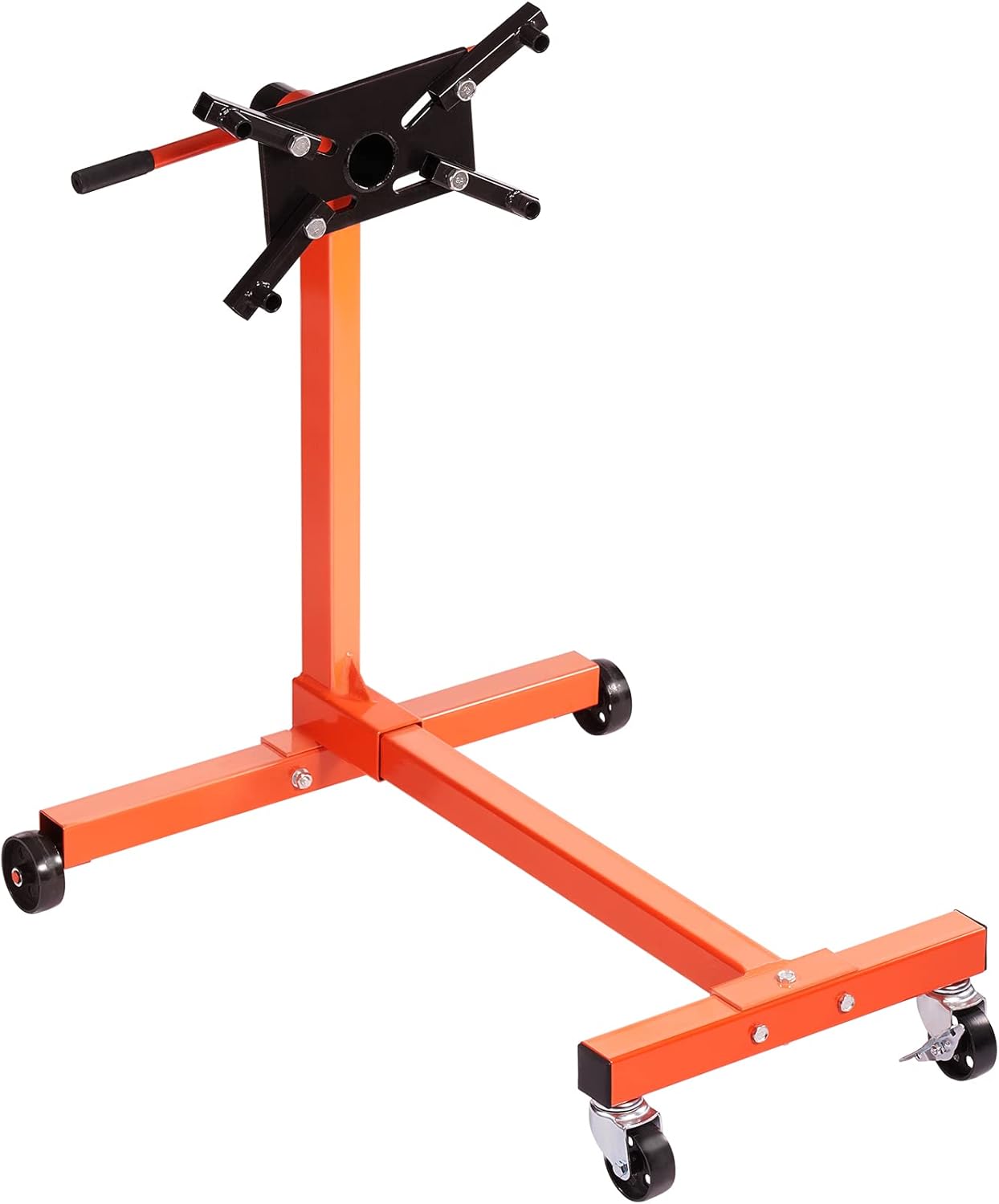 VEVOR Engine Stand, 750 lbs (3/8 Ton) Rotating Engine Motor Stand with 360 Degree Adjustable Head, Cast Iron Motor Hoist Dolly, 4-Caster, 4 Adjustable Arms, for Vehicle Maintenance, Auto Repair