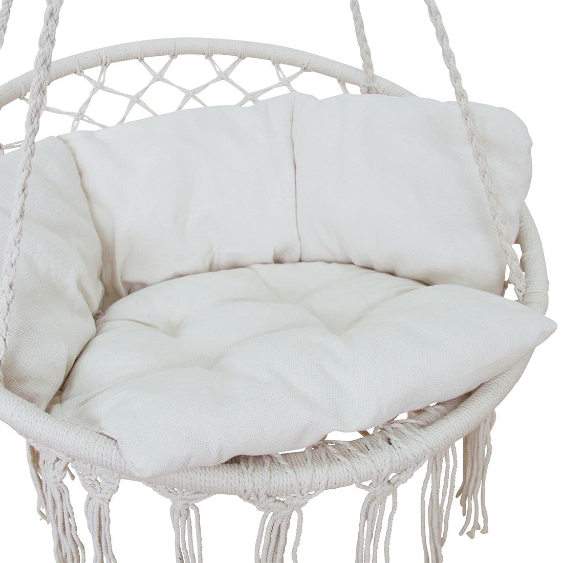 yourGEAR Boracay - Hängesessel mit Sitz-Polster in Grau oder Beige - max 240 kg Labor geprüft - Hängeschaukel 360° Swing Chair Schwebe-Sessel - Beige