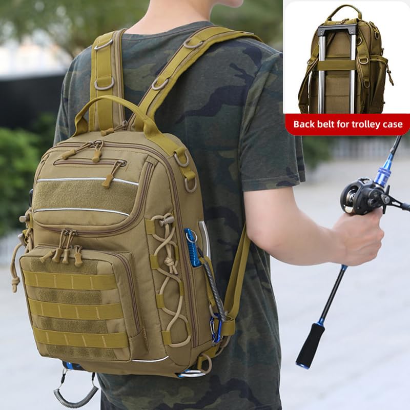DASEB Sporty na świeżym powietrzu torba kempingowa wędka kij plecak wspinaczkowy dla mężczyzn trekking piesze wędrówki wędkarstwo przynęta pudełko na sprzęt torby podróżne, Zielony wojskowy, Jeden
