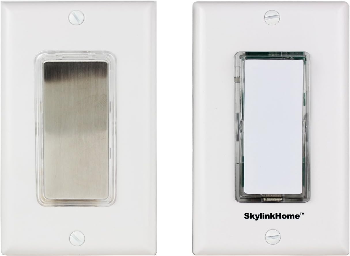 SK-7A Wireless DIY 3-Way Dimmable On Off Anywhere Lighting Home Control Dimmer Wall Switch Set with Snap On Cover, no neutral wire required.