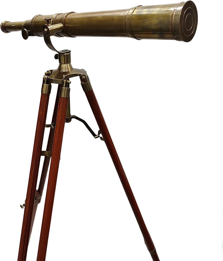 Telescopio Náutico Antiguo de Latón con Trípode de Madera miniatura 4