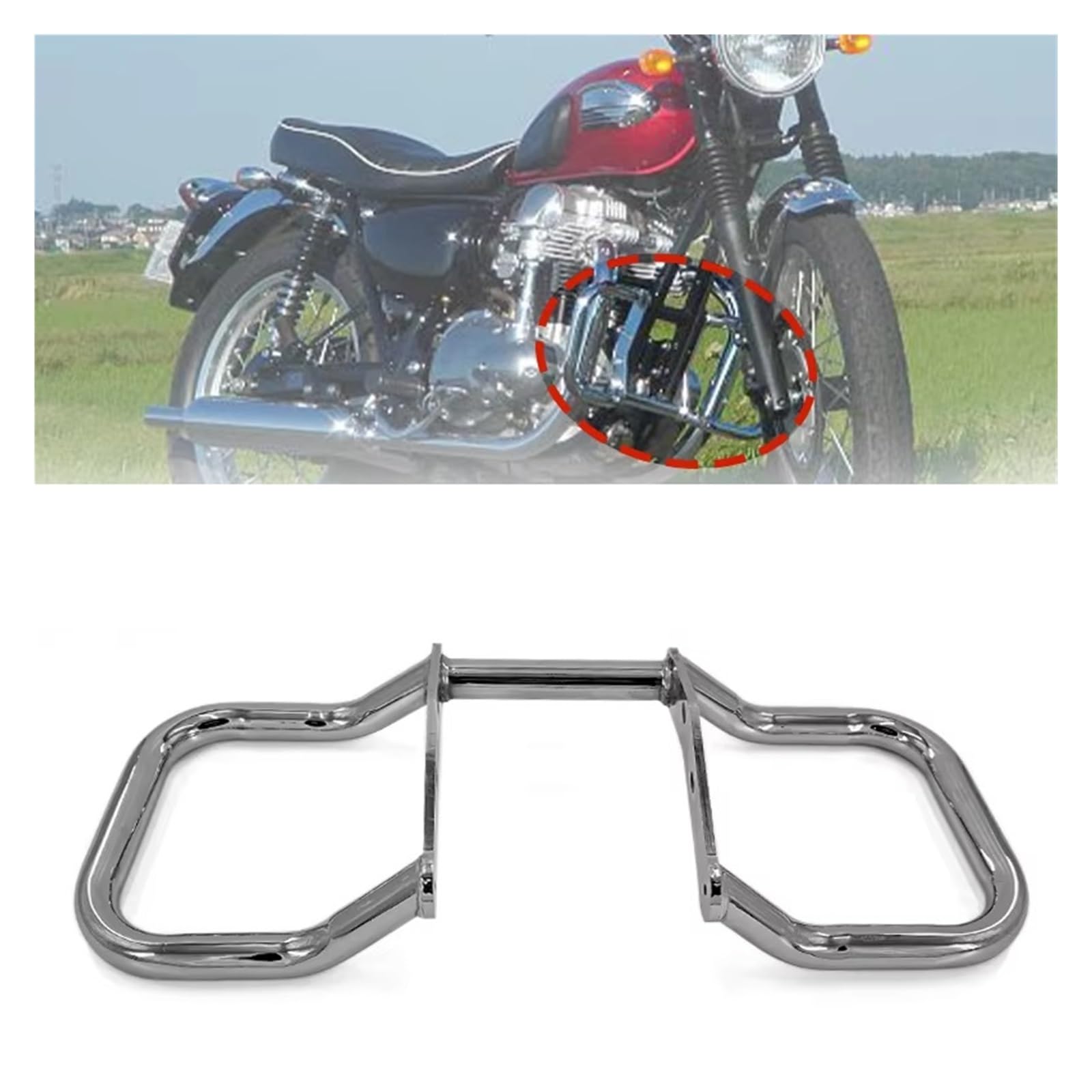 barras de choque de carretera Protectores De Motor Para Motocicleta Para Kawasaki W400, W650 W800, Protección Contra Caídas, Parachoques, W 400, 650 800 barra de choque(Chrome)