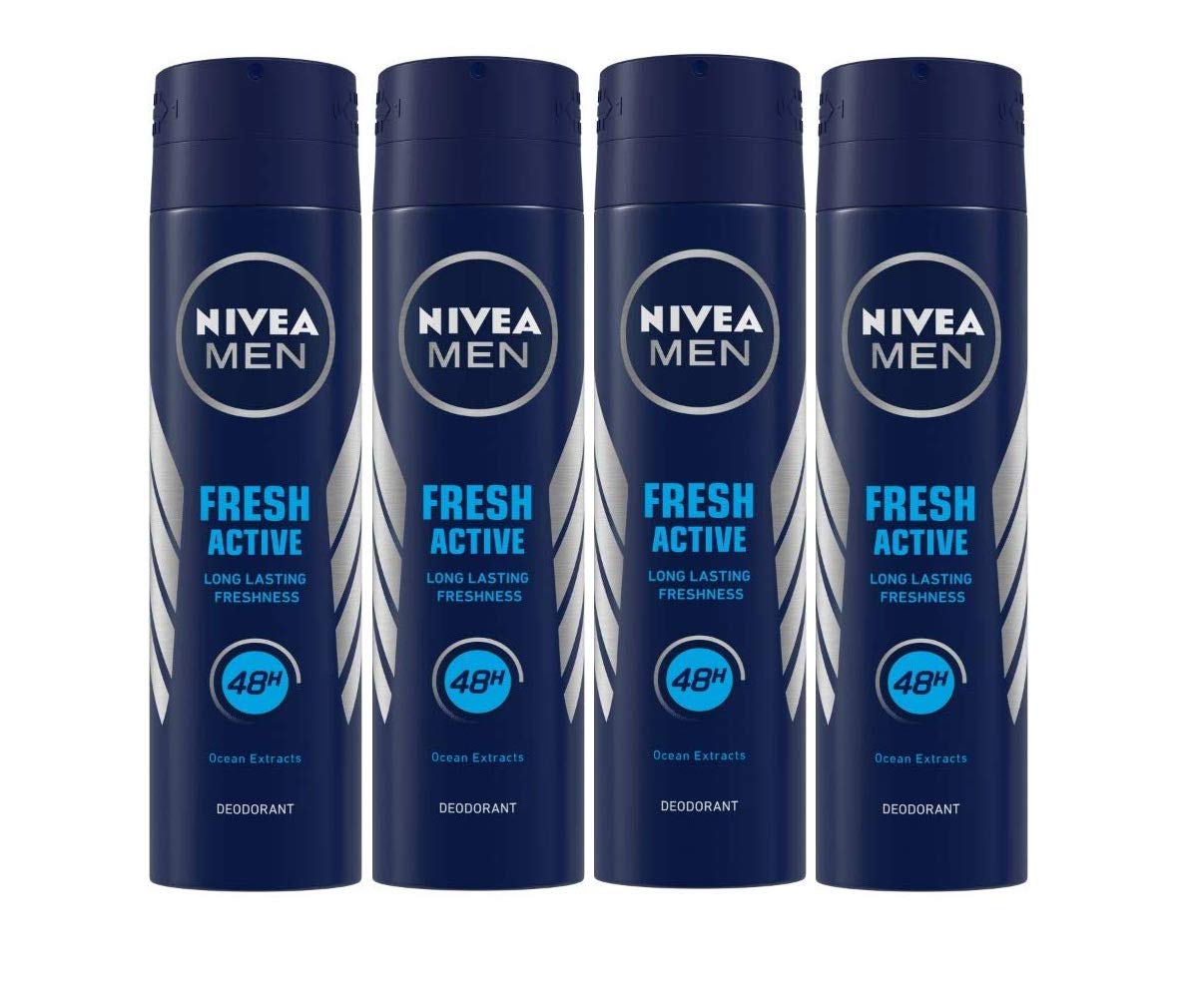 Fresh Active Fragrance Spray Deodorant For Men, 4 Count