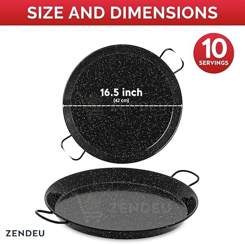 Miniatura 10 de Paellera esmaltada de 15 pulgadas - Paella de acero esmaltado, fabricada en España - Fácil limpieza - Acero esmaltado, 15 pulgadas - 15.0 in (8