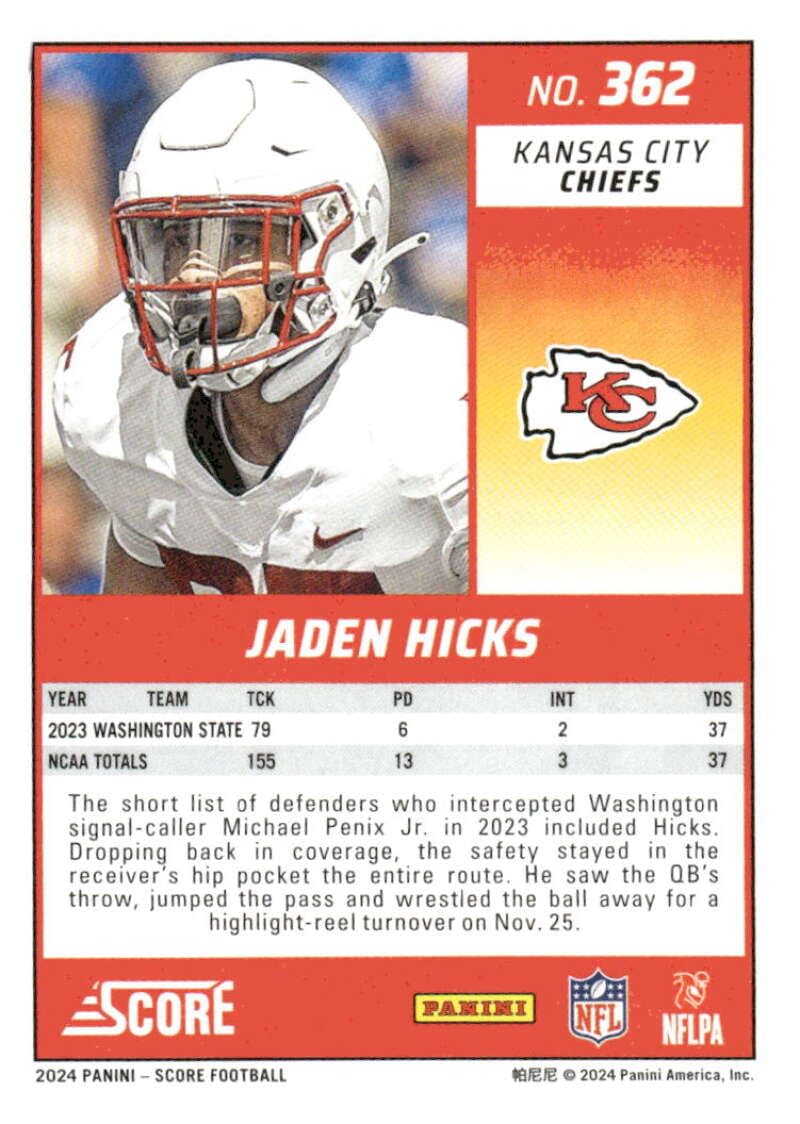 Amazon.com: 2024 Score #362 Jaden Hicks Kansas City Rookie