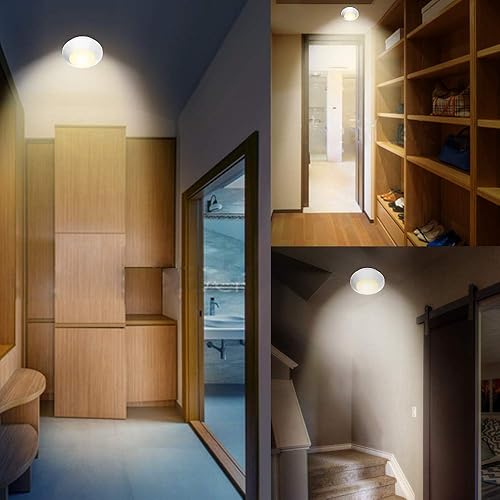 Miniatura 7 de HONWELL Luz con sensor de movimiento, luz de techo para interiores, luz inalámbrica con sensor de movimiento, funciona con pilas, luz LED blanca