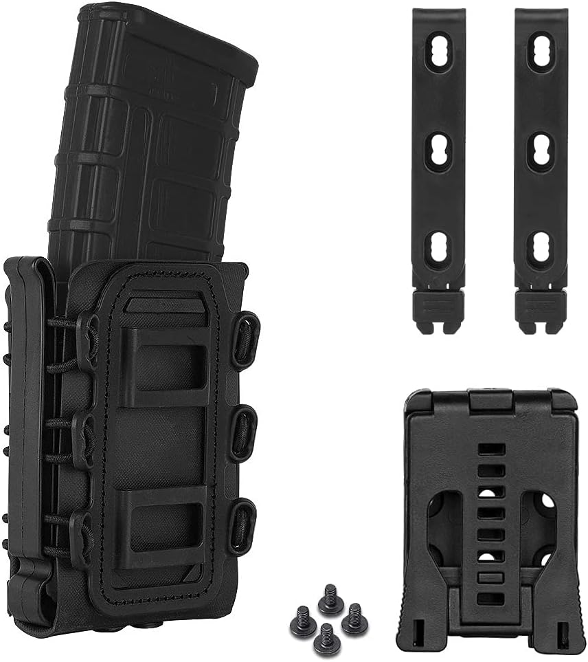 KRYDEX 5.56mm 7.62mm Magazine Pouch with MOLLE Clip and Belt Clip Universal Mag Holder