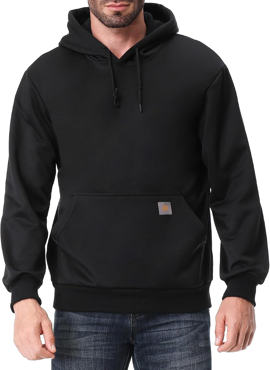 Men's Relaxed Fit Fleece-Lined Pullover Hooded Sweatshirt